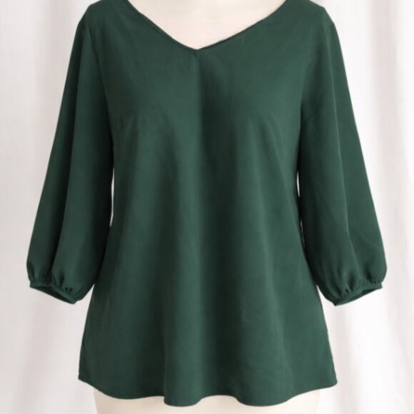 NWT Ryan Wythe Blouse Women’s Green Bow Cutout 3/4 Sleeve Top 2X - Picture 3 of 16